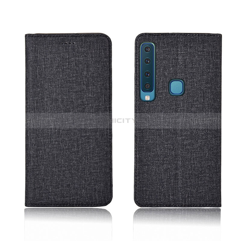 Samsung Galaxy A9 (2018) A920用手帳型 布 スタンド カバー サムスン ブラック