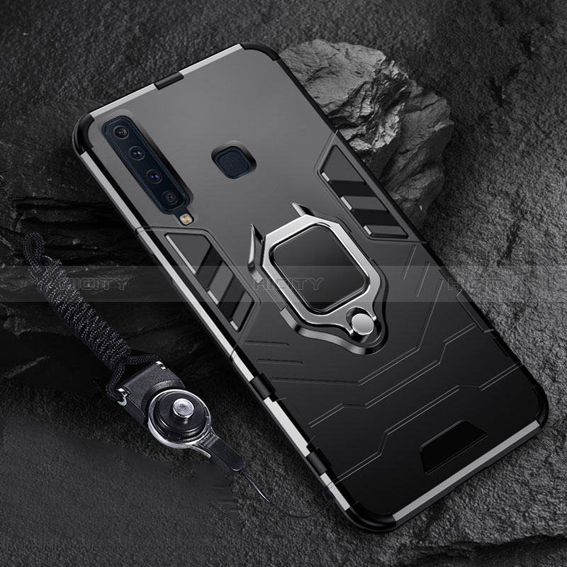 Samsung Galaxy A9 (2018) A920用ハイブリットバンパーケース プラスチック アンド指輪 マグネット式 サムスン ブラック