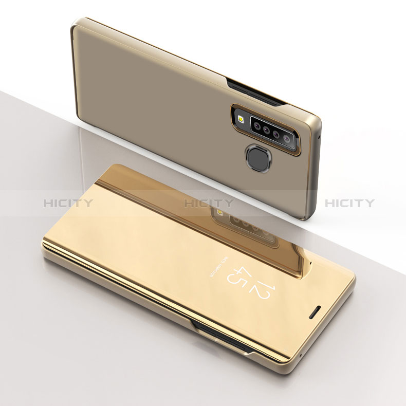 Samsung Galaxy A9 (2018) A920用手帳型 レザーケース スタンド 鏡面 カバー L01 サムスン ゴールド