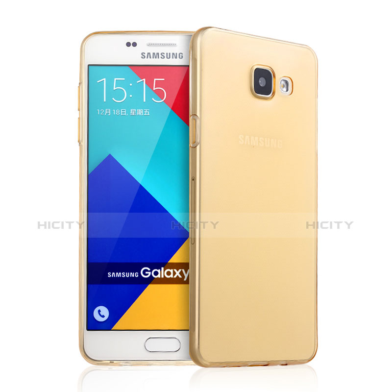 Samsung Galaxy A9 Pro (2016) SM-A9100用極薄ソフトケース シリコンケース 耐衝撃 全面保護 クリア透明 サムスン ゴールド