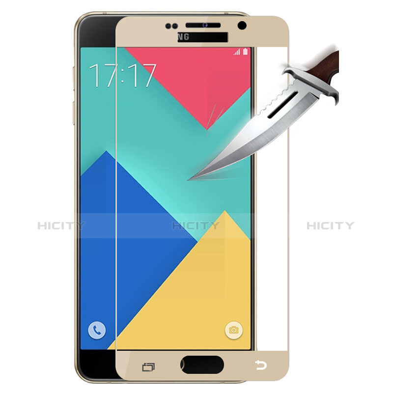 Samsung Galaxy A9 Pro (2016) SM-A9100用強化ガラス フル液晶保護フィルム F02 サムスン ゴールド