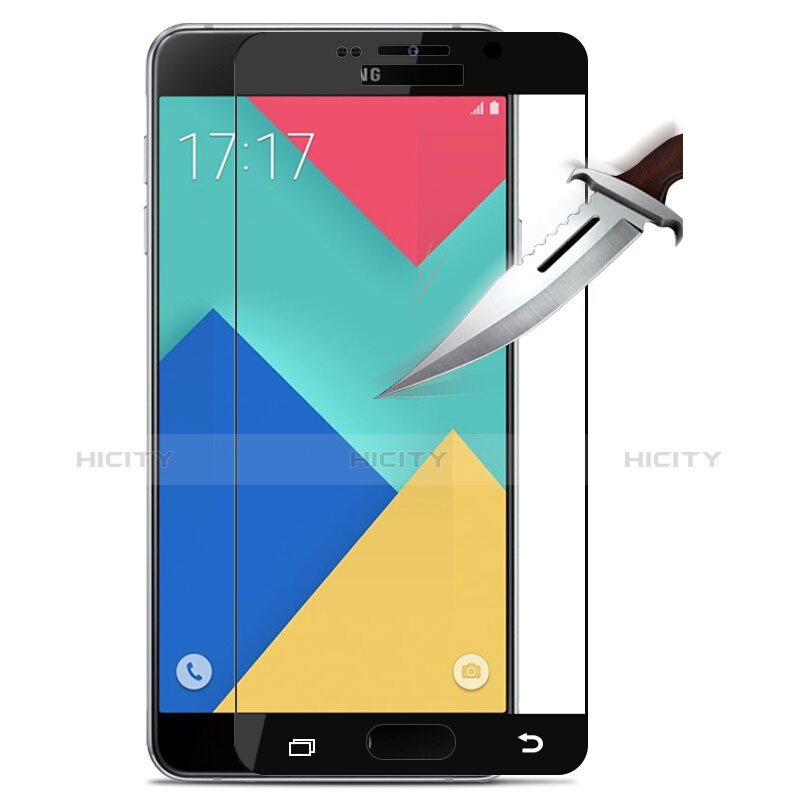 Samsung Galaxy A9 Pro (2016) SM-A9100用強化ガラス フル液晶保護フィルム F02 サムスン ブラック