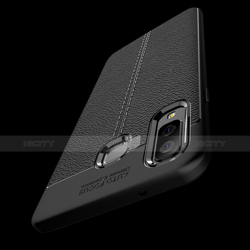 Samsung Galaxy A9 Star SM-G8850用シリコンケース ソフトタッチラバー レザー柄 K01 サムスン ブラック