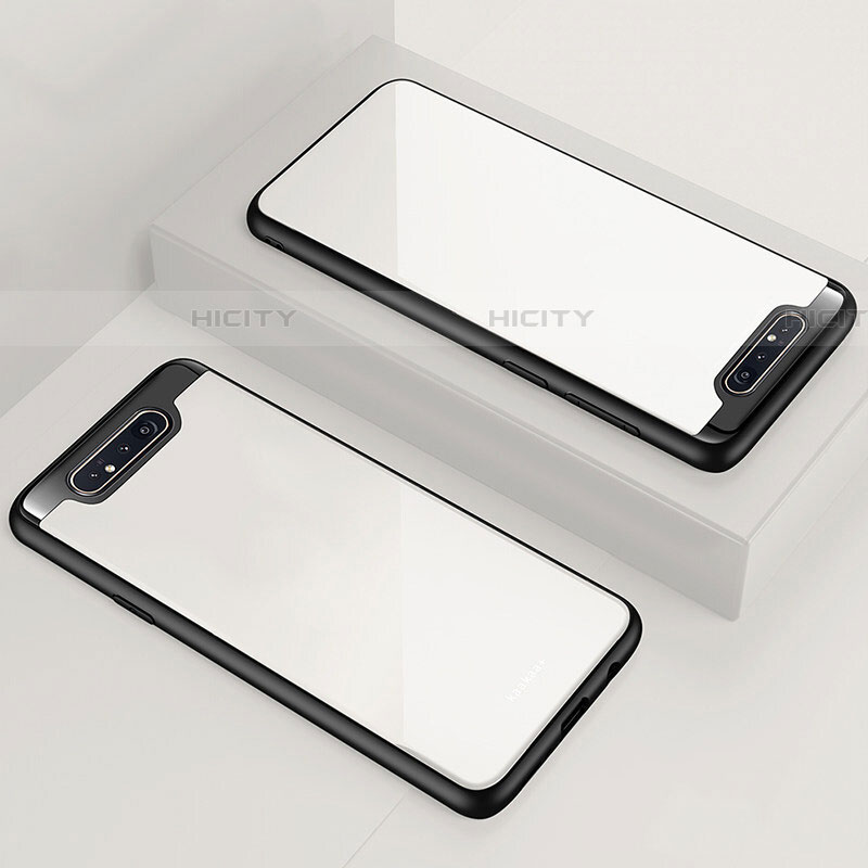 Samsung Galaxy A90 4G用ハイブリットバンパーケース クリア透明 プラスチック 鏡面 カバー サムスン ホワイト