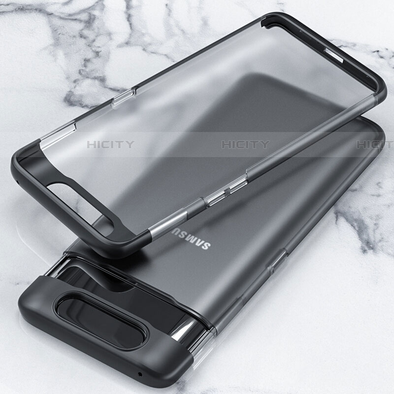 Samsung Galaxy A90 4G用ハードカバー クリスタル クリア透明 H02 サムスン ブラック