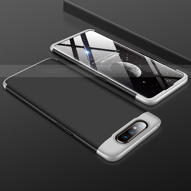 Samsung Galaxy A90 4G用ハードケース プラスチック 質感もマット 前面と背面 360度 フルカバー サムスン シルバー・ブラック