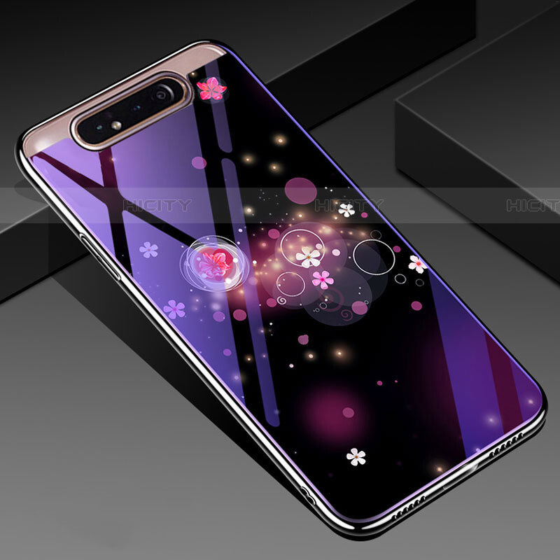 Samsung Galaxy A90 4G用ハイブリットバンパーケース プラスチック 鏡面 花 カバー サムスン 