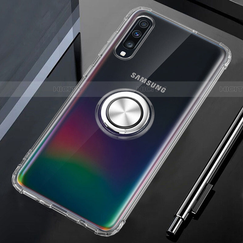 Samsung Galaxy A90 5G用極薄ソフトケース シリコンケース 耐衝撃 全面保護 クリア透明 アンド指輪 マグネット式 C01 サムスン 