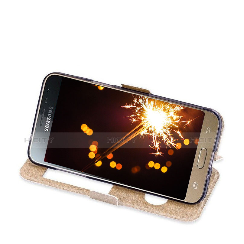 Samsung Galaxy Amp Prime J320P J320M用手帳型 レザーケース スタンド サムスン ゴールド
