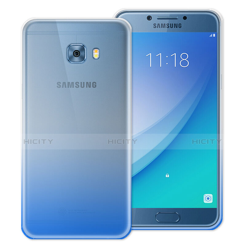 Samsung Galaxy C5 Pro C5010用極薄ソフトケース グラデーション 勾配色 クリア透明 サムスン ネイビー