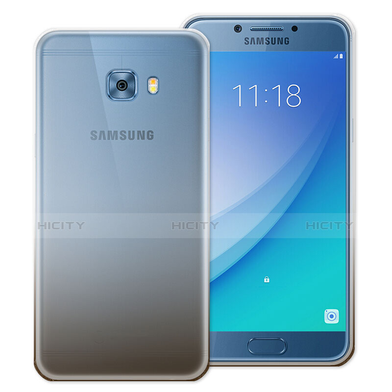 Samsung Galaxy C5 Pro C5010用極薄ソフトケース グラデーション 勾配色 クリア透明 サムスン グレー