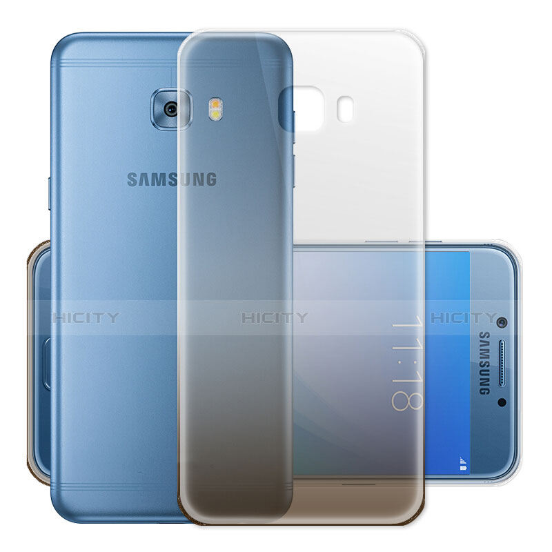 Samsung Galaxy C5 Pro C5010用極薄ソフトケース グラデーション 勾配色 クリア透明 サムスン グレー