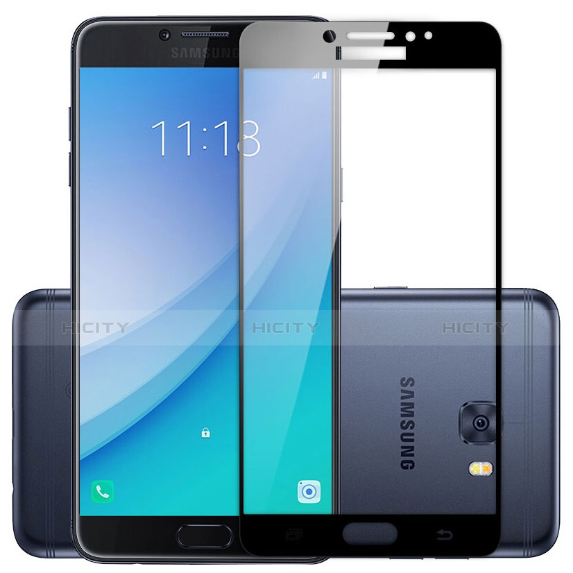 Samsung Galaxy C5 Pro C5010用強化ガラス フル液晶保護フィルム サムスン ブラック