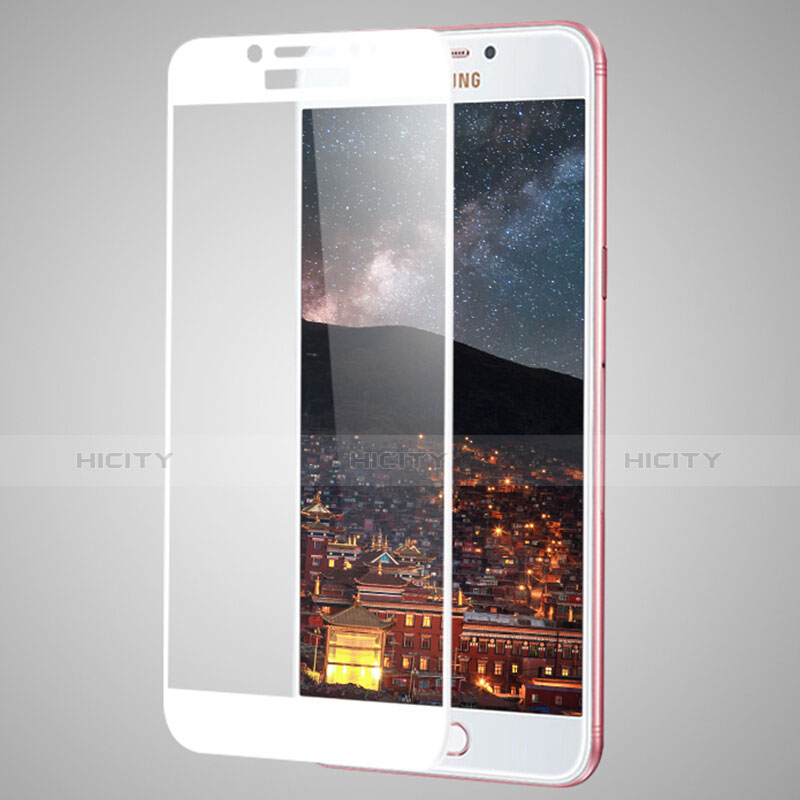 Samsung Galaxy C5 Pro C5010用強化ガラス フル液晶保護フィルム F02 サムスン ホワイト