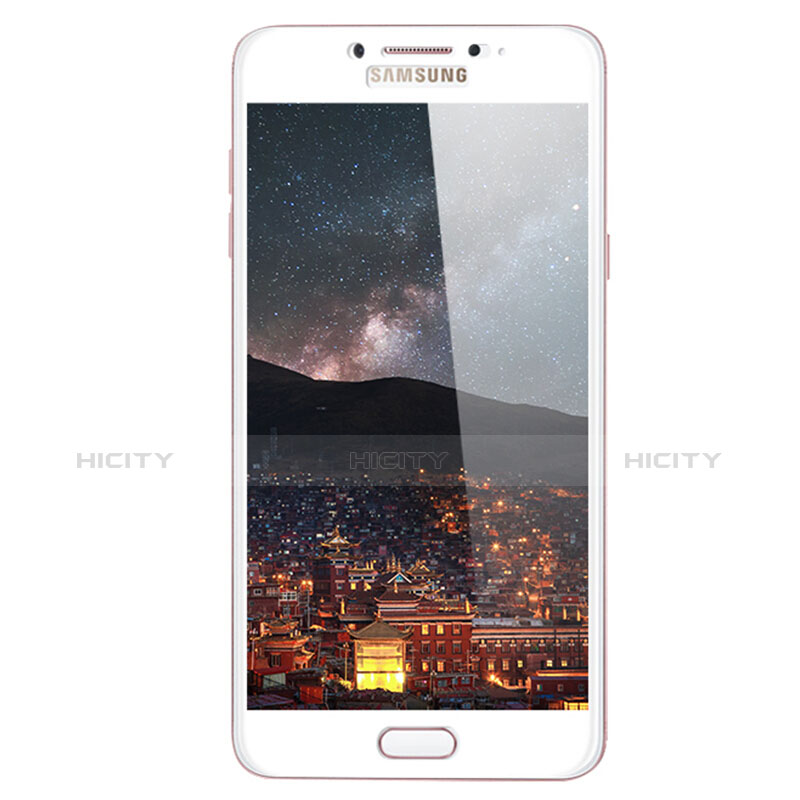 Samsung Galaxy C5 Pro C5010用強化ガラス フル液晶保護フィルム F02 サムスン ホワイト