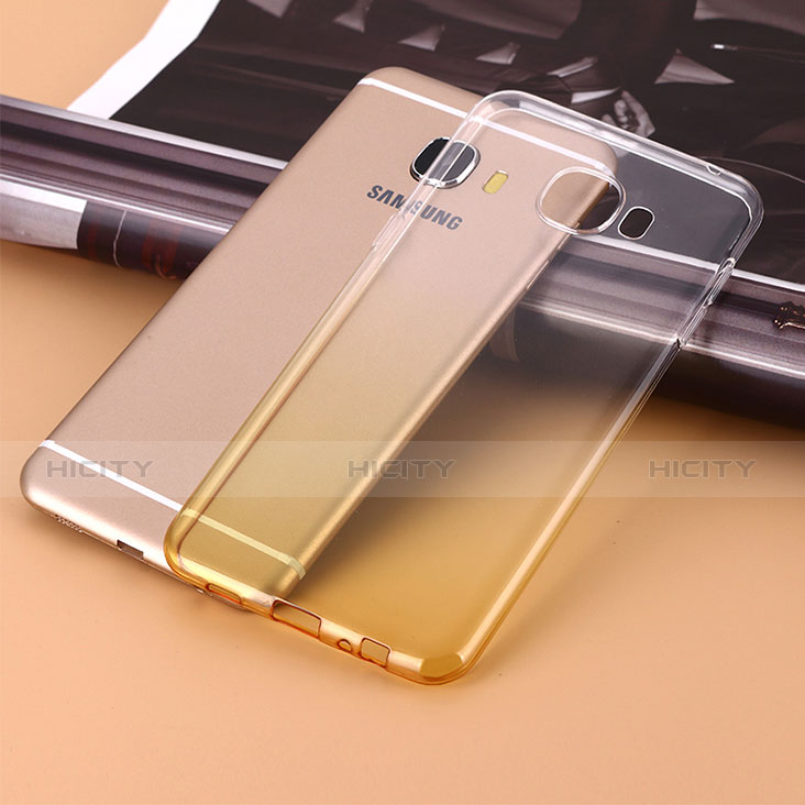 Samsung Galaxy C5 SM-C5000用極薄ソフトケース グラデーション 勾配色 クリア透明 サムスン イエロー