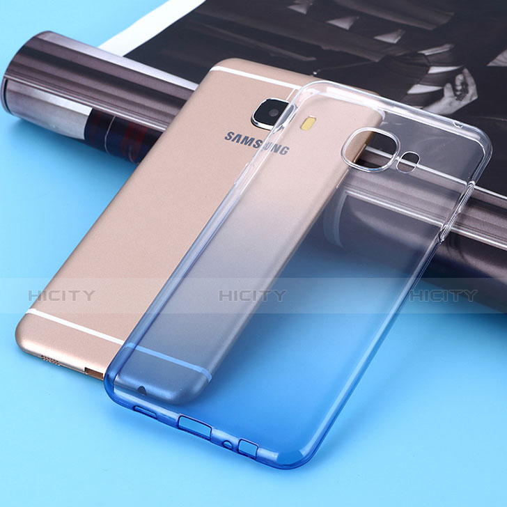 Samsung Galaxy C5 SM-C5000用極薄ソフトケース グラデーション 勾配色 クリア透明 サムスン ネイビー