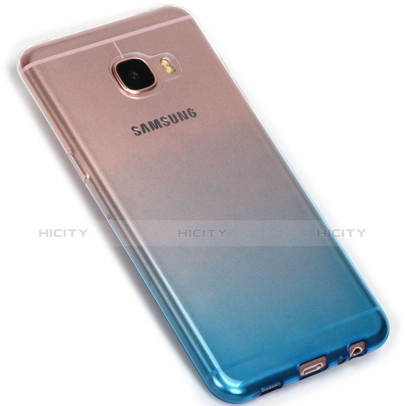 Samsung Galaxy C5 SM-C5000用極薄ソフトケース グラデーション 勾配色 クリア透明 G01 サムスン ネイビー