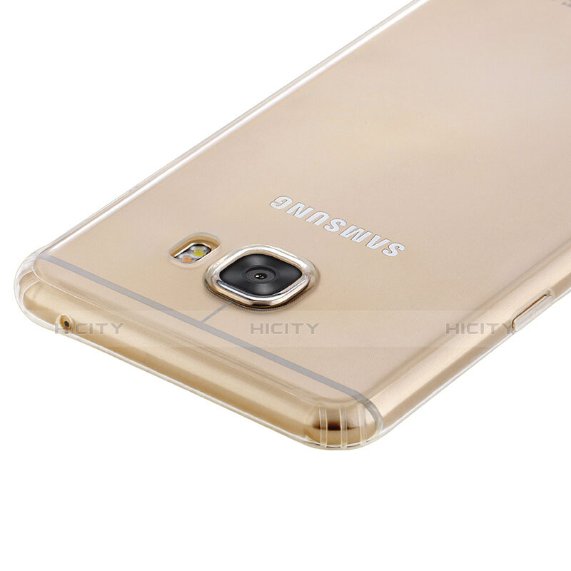 Samsung Galaxy C5 SM-C5000用極薄ソフトケース シリコンケース 耐衝撃 全面保護 クリア透明 T02 サムスン クリア