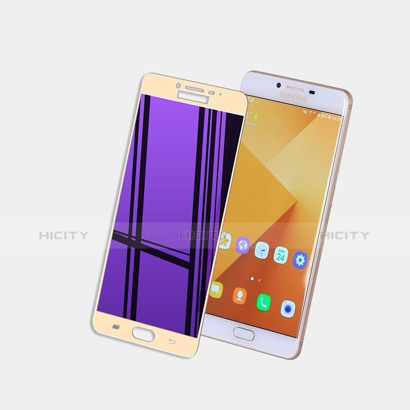 Samsung Galaxy C5 SM-C5000用強化ガラス フル液晶保護フィルム F05 サムスン ゴールド