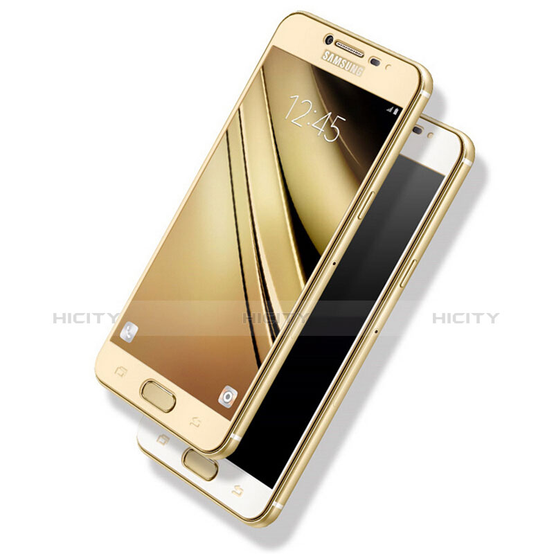 Samsung Galaxy C5 SM-C5000用強化ガラス フル液晶保護フィルム アンチグレア ブルーライト F06 サムスン ゴールド