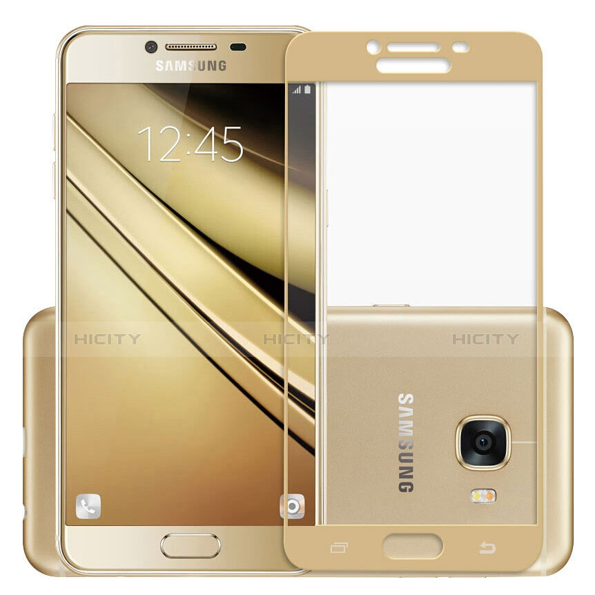 Samsung Galaxy C5 SM-C5000用強化ガラス フル液晶保護フィルム アンチグレア ブルーライト F06 サムスン ゴールド