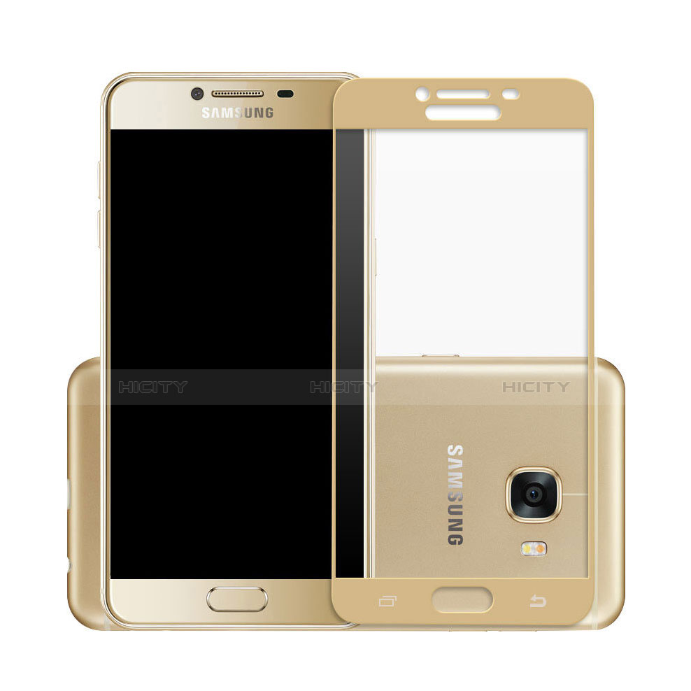 Samsung Galaxy C5 SM-C5000用強化ガラス フル液晶保護フィルム サムスン ゴールド