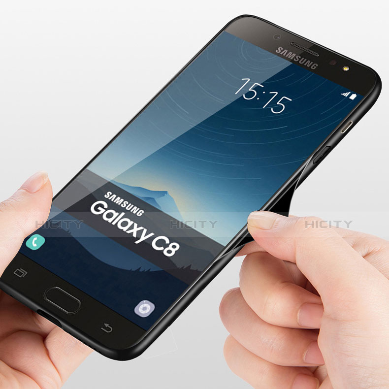 Samsung Galaxy C7 (2017)用シリコンケース ソフトタッチラバー 鏡面 サムスン レッド