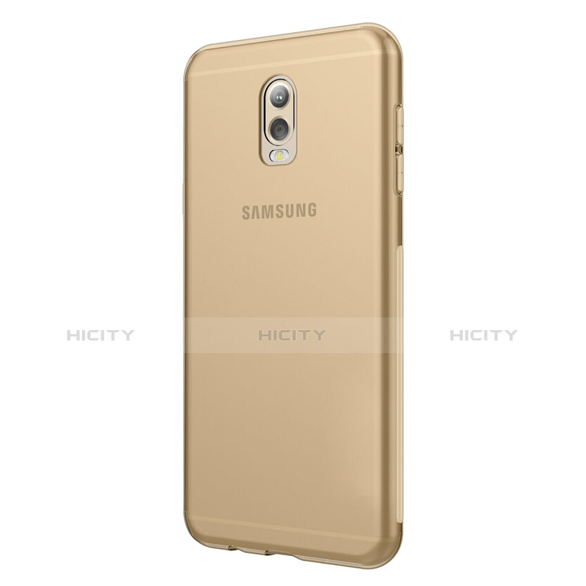 Samsung Galaxy C7 (2017)用極薄ソフトケース シリコンケース 耐衝撃 全面保護 クリア透明 T03 サムスン ゴールド