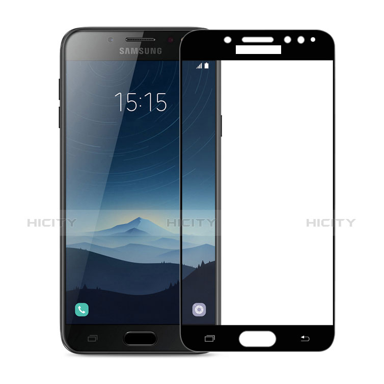 Samsung Galaxy C7 (2017)用強化ガラス フル液晶保護フィルム サムスン ブラック