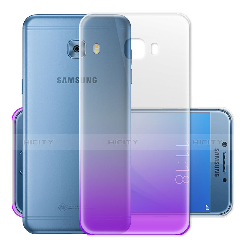 Samsung Galaxy C7 Pro C7010用極薄ソフトケース グラデーション 勾配色 クリア透明 サムスン パープル