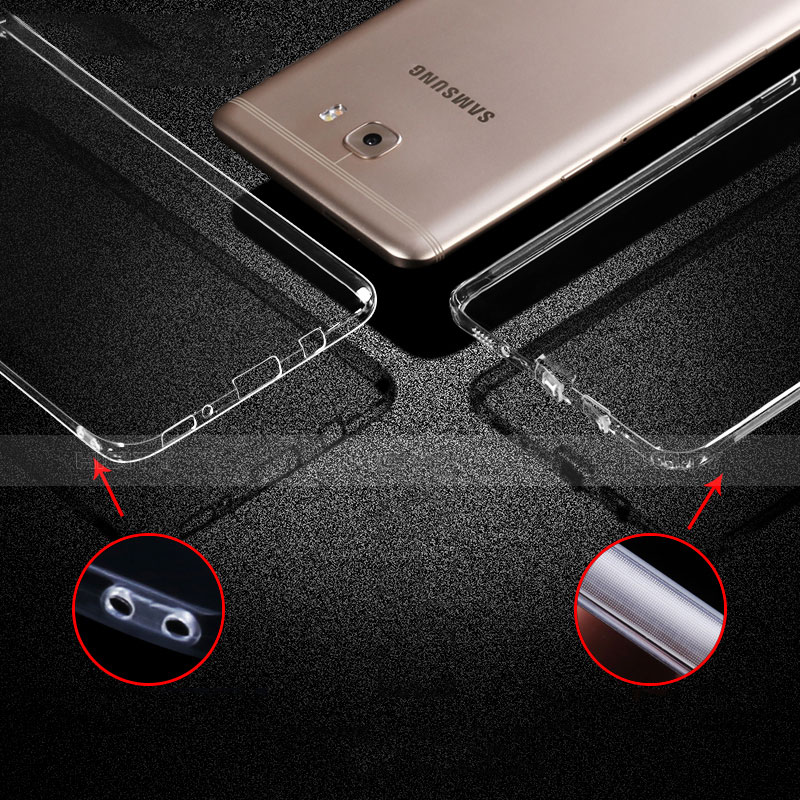 Samsung Galaxy C7 Pro C7010用極薄ソフトケース シリコンケース 耐衝撃 全面保護 クリア透明 T06 サムスン グレー