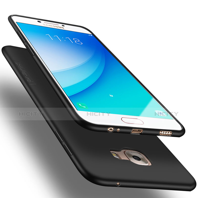 Samsung Galaxy C7 Pro C7010用シリコンケース ソフトタッチラバー サムスン ブラック