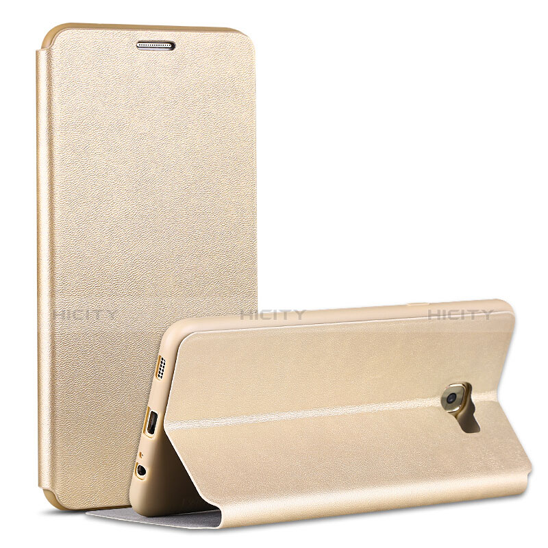 Samsung Galaxy C7 Pro C7010用手帳型 レザーケース スタンド サムスン ゴールド