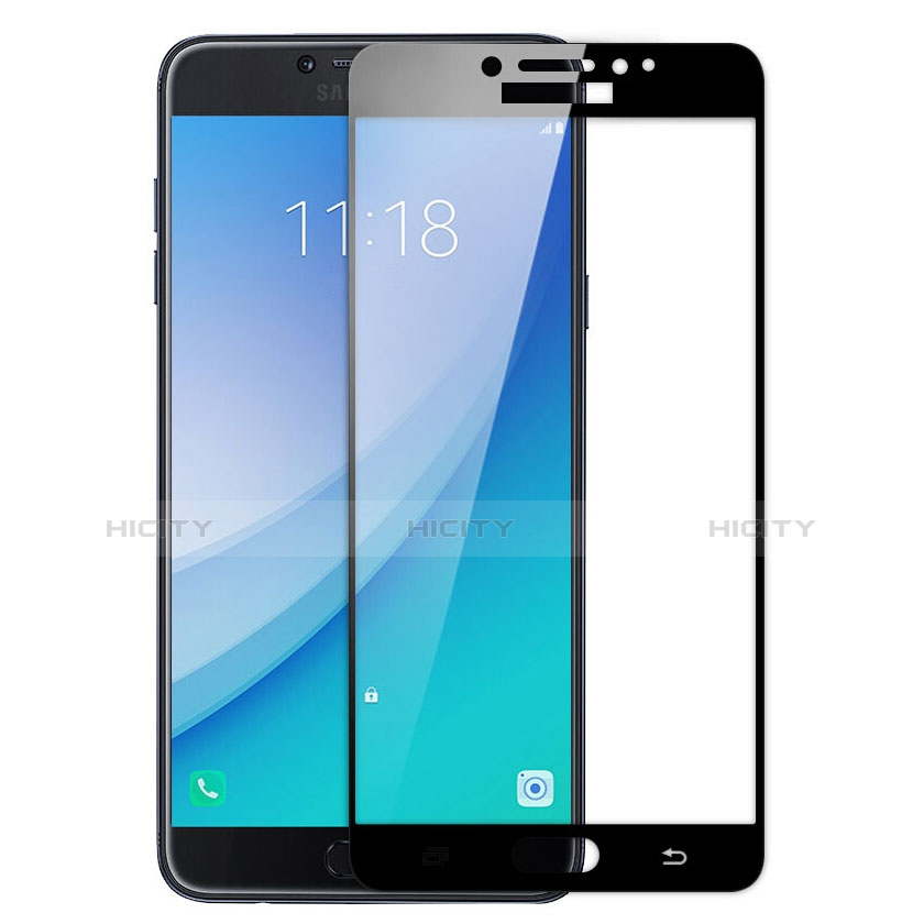 Samsung Galaxy C7 Pro C7010用強化ガラス フル液晶保護フィルム サムスン ブラック