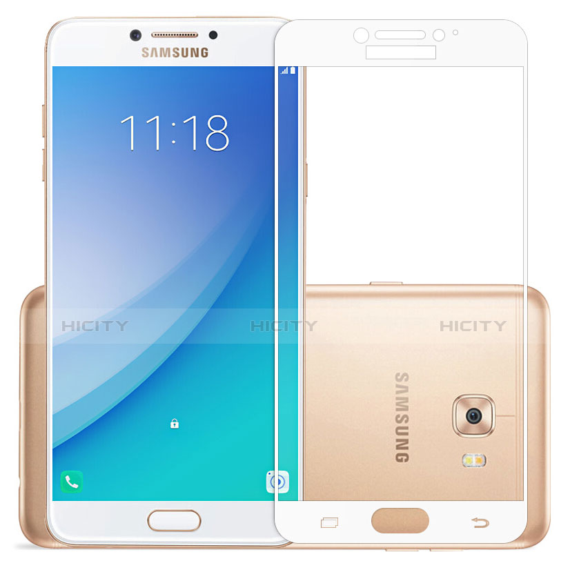 Samsung Galaxy C7 Pro C7010用強化ガラス フル液晶保護フィルム サムスン ホワイト