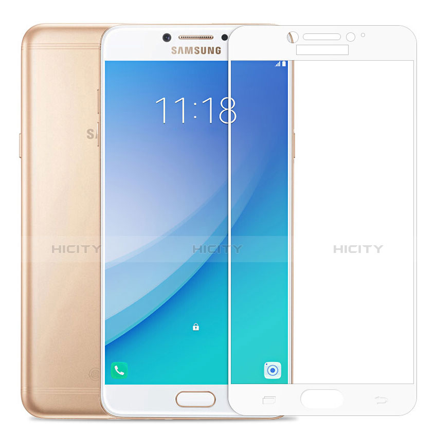 Samsung Galaxy C7 Pro C7010用強化ガラス フル液晶保護フィルム サムスン ホワイト