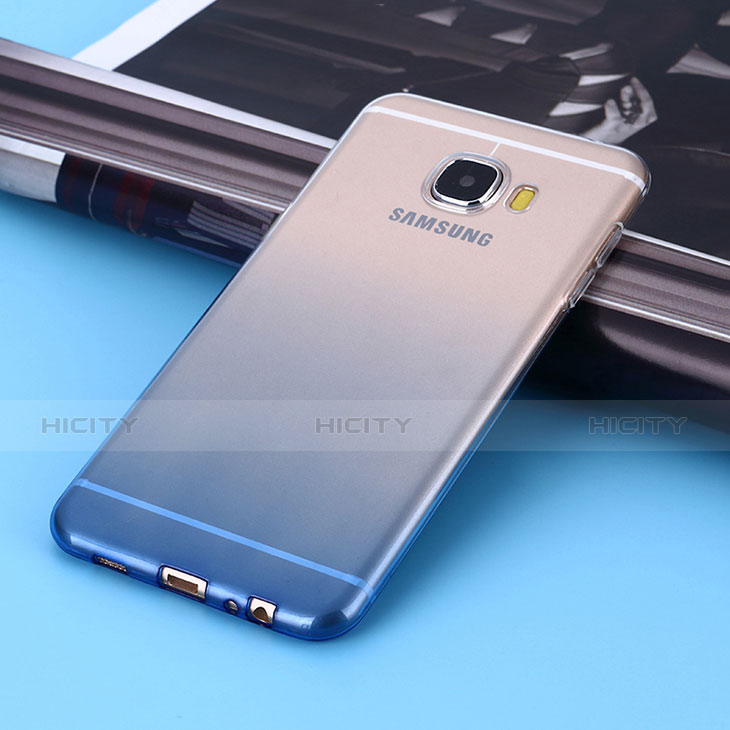 Samsung Galaxy C7 SM-C7000用極薄ソフトケース グラデーション 勾配色 クリア透明 サムスン ネイビー