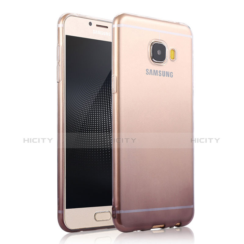 Samsung Galaxy C7 SM-C7000用極薄ソフトケース グラデーション 勾配色 クリア透明 サムスン グレー