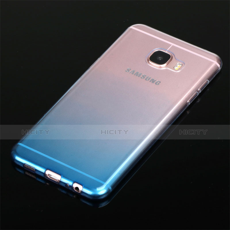 Samsung Galaxy C7 SM-C7000用極薄ソフトケース グラデーション 勾配色 クリア透明 G01 サムスン ネイビー