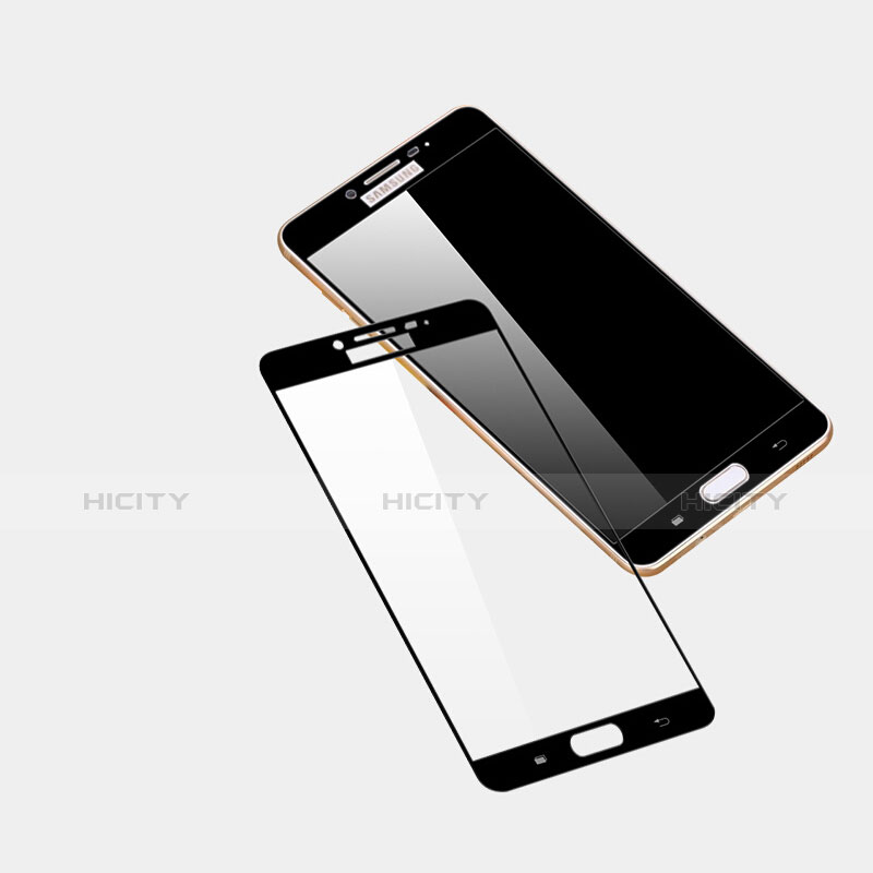 Samsung Galaxy C7 SM-C7000用強化ガラス フル液晶保護フィルム F04 サムスン ブラック