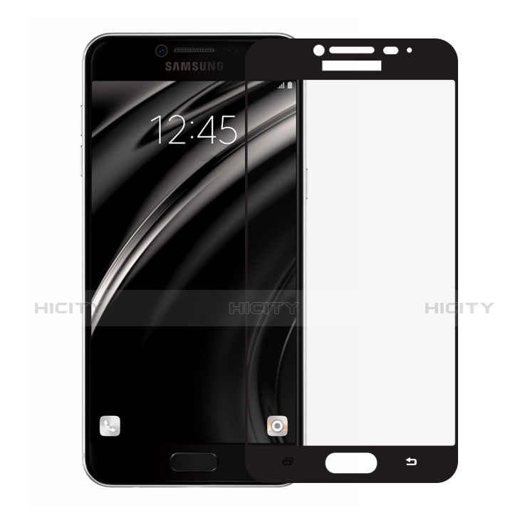 Samsung Galaxy C7 SM-C7000用強化ガラス フル液晶保護フィルム F03 サムスン ブラック