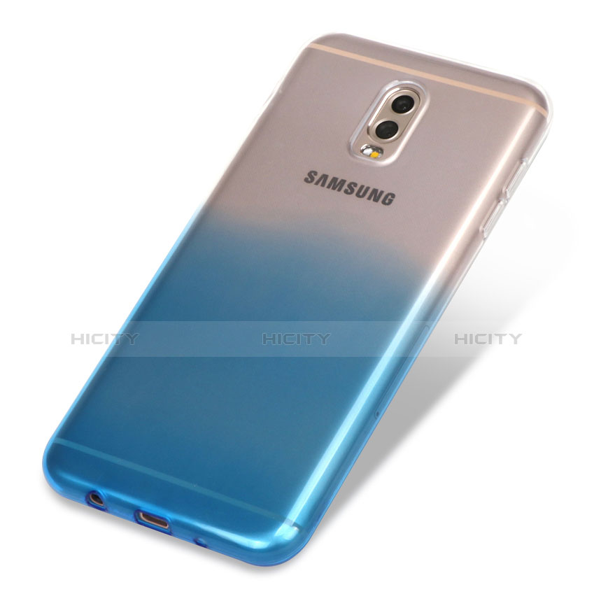 Samsung Galaxy C8 C710F用極薄ソフトケース グラデーション 勾配色 クリア透明 サムスン ネイビー