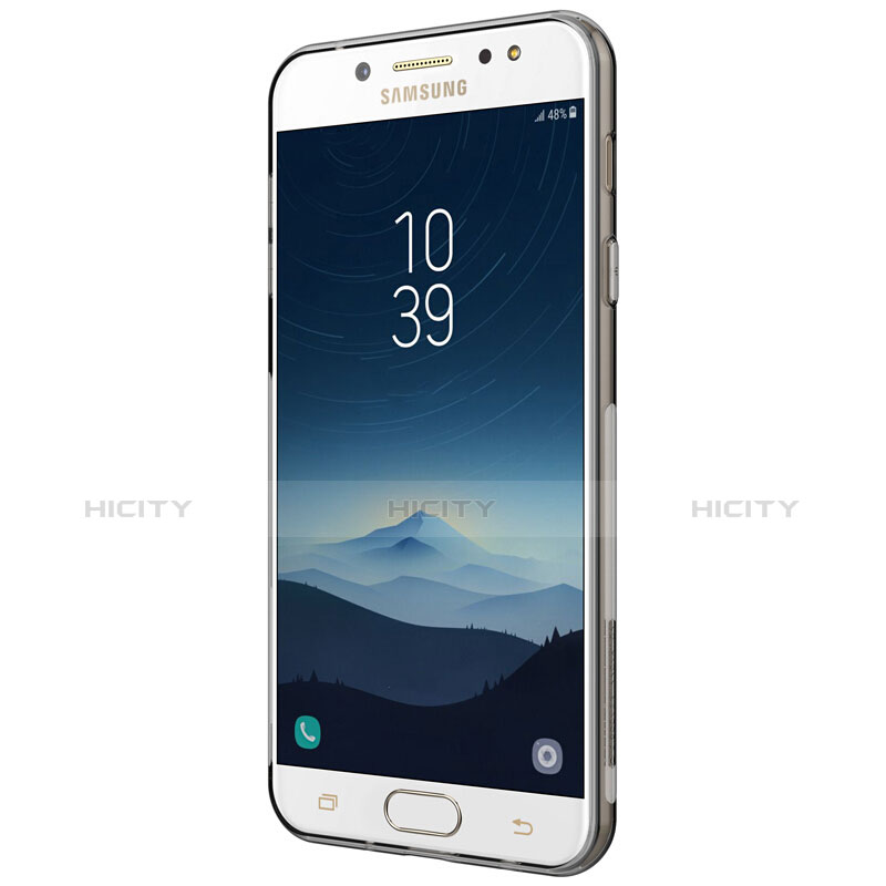 Samsung Galaxy C8 C710F用極薄ソフトケース シリコンケース 耐衝撃 全面保護 クリア透明 T03 サムスン グレー