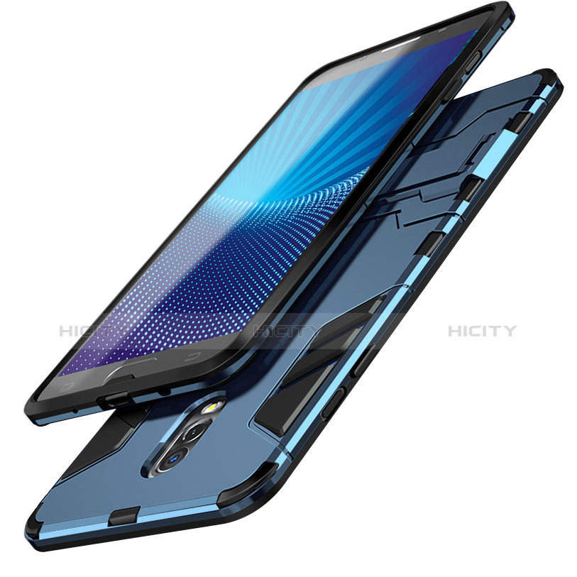 Samsung Galaxy C8 C710F用ハイブリットバンパーケース スタンド プラスチック 兼シリコーン カバー サムスン 