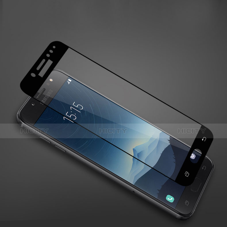 Samsung Galaxy C8 C710F用強化ガラス フル液晶保護フィルム サムスン ブラック