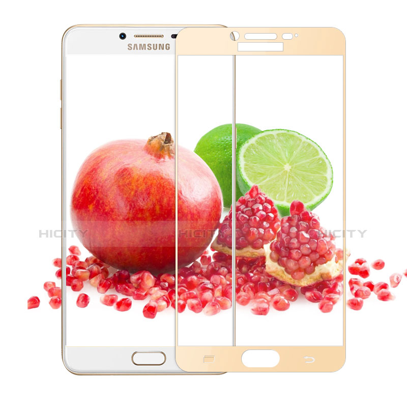 Samsung Galaxy C9 Pro C9000用強化ガラス フル液晶保護フィルム サムスン ゴールド