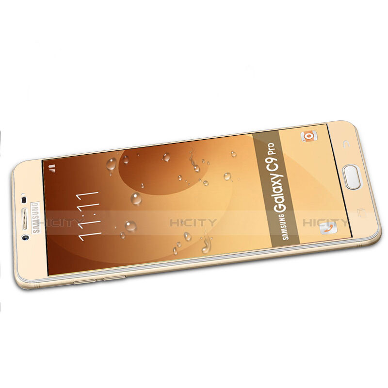 Samsung Galaxy C9 Pro C9000用強化ガラス フル液晶保護フィルム サムスン ゴールド