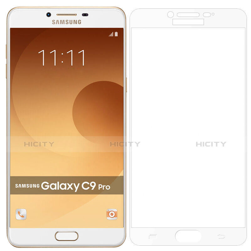 Samsung Galaxy C9 Pro C9000用強化ガラス フル液晶保護フィルム サムスン ホワイト