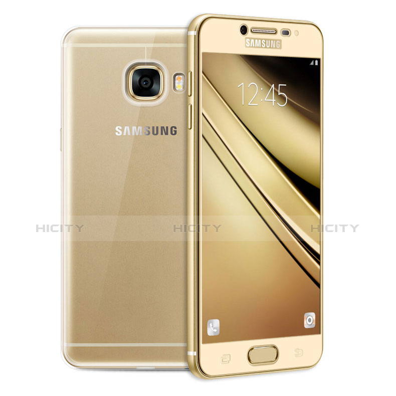Samsung Galaxy C9 Pro C9000用強化ガラス フル液晶保護フィルム F03 サムスン ゴールド